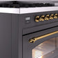 Ilve UP48FNMPMGG Nostalgie Ii 48 Inch Dual Fuel Natural Gas Freestanding Range In Matte Graphite With Brass Trim