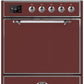 Ilve UM30DQNE3BUC Majestic Ii 30 Inch Dual Fuel Natural Gas Freestanding Range In Burgundy With Chrome Trim