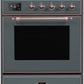 Ilve UMI30NE3BGB Majestic Ii 30 Inch Electric Freestanding Range In Blue Grey With Bronze Trim