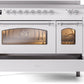 Ilve UPI486NMPWHC Nostalgie Ii 48 Inch Electric Freestanding Range In White With Chrome Trim