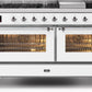 Ilve UM15FDNS3WHCLP Majestic Ii 60 Inch Dual Fuel Liquid Propane Freestanding Range In White With Chrome Trim