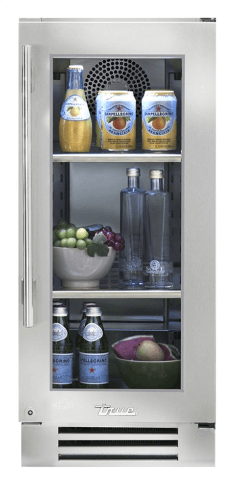 True Residential TUR15RSGC 15 Inch Stainless Glass Door Right Hinge Undercounter Refrigerator