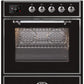 Ilve UM30DNE3BKC Majestic Ii 30 Inch Dual Fuel Natural Gas Freestanding Range In Glossy Black With Chrome Trim