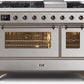 Ilve UM12FDNS3SSBLP Majestic Ii 48 Inch Dual Fuel Liquid Propane Freestanding Range In Stainless Steel With Bronze Trim