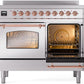 Ilve UPDI406NMPSSP Nostalgie Ii 40 Inch Electric Freestanding Range In Stainless Steel With Copper Trim