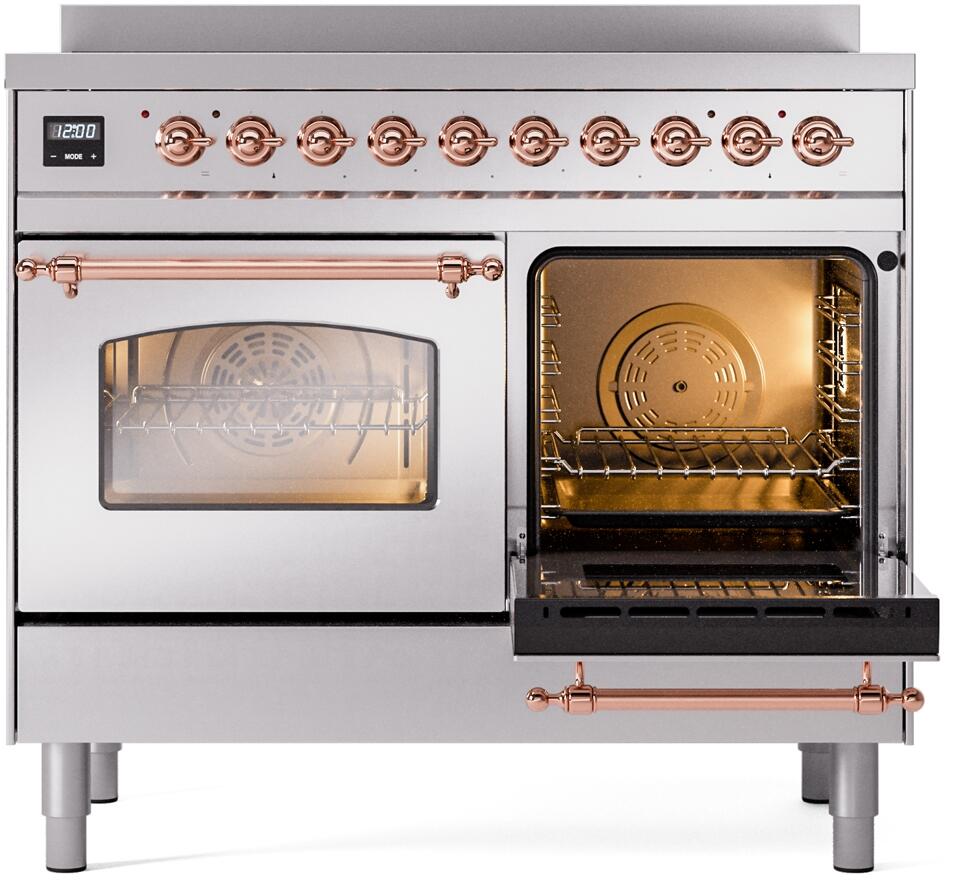 Ilve UPDI406NMPSSP Nostalgie Ii 40 Inch Electric Freestanding Range In Stainless Steel With Copper Trim