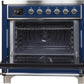 Ilve UMI09NS3MBC Majestic Ii 36 Inch Electric Freestanding Range In Blue With Chrome Trim