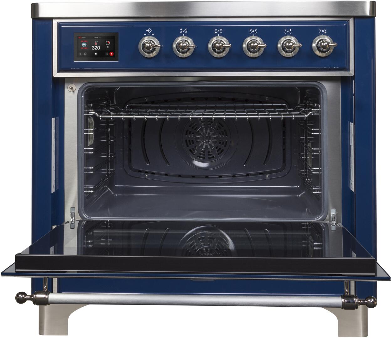 Ilve UMI09NS3MBC Majestic Ii 36 Inch Electric Freestanding Range In Blue With Chrome Trim