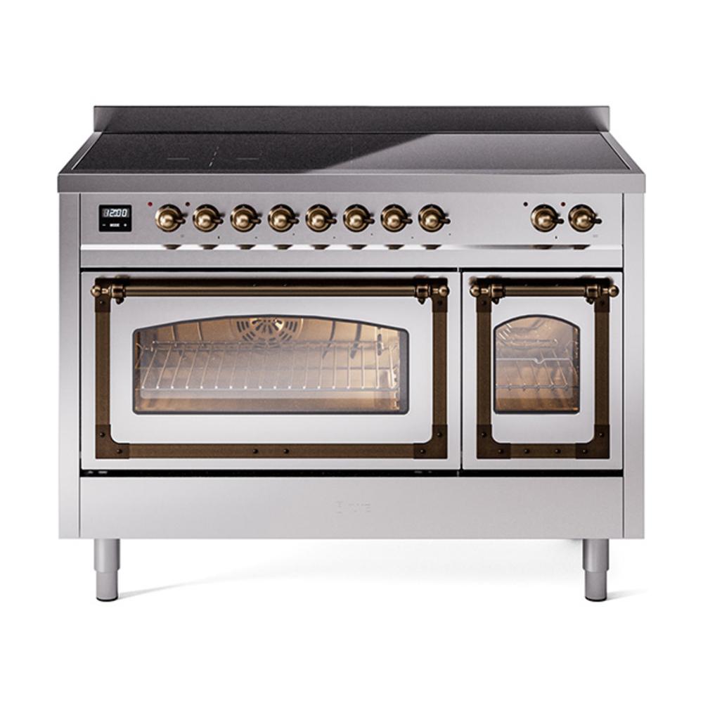 Ilve UNI486NMPSSB Ilve Uni486Nmpssb Nostalgie Ii Noblesse 48" Induction Range (Triple Glass Door, Stainless Steel, Burnished)