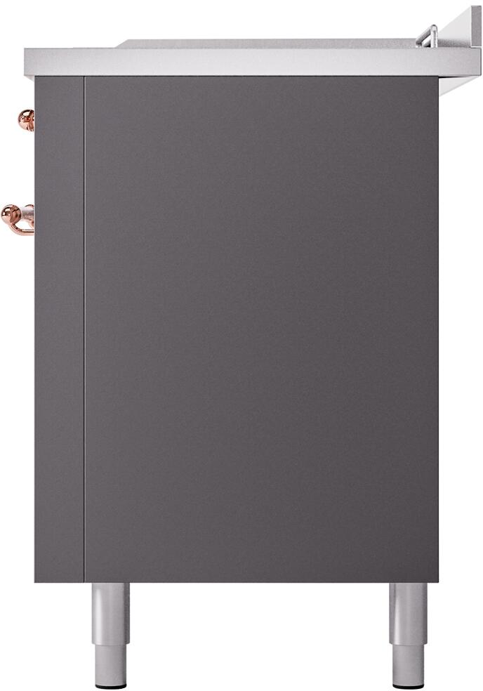 Ilve UP60FSNMPMGP Nostalgie Ii 60 Inch Dual Fuel Natural Gas Freestanding Range In Matte Graphite With Copper Trim