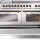 Ilve UP60FSNMPSSBLP Nostalgie Ii 60 Inch Dual Fuel Liquid Propane Freestanding Range In Stainless Steel With Bronze Trim