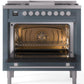 Ilve UP36FWMPBG Professional Plus Ii 36 Inch Dual Fuel Natural Gas Freestanding Range In Blue Grey With Trim