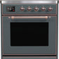 Ilve UMI30NE3BGB Majestic Ii 30 Inch Electric Freestanding Range In Blue Grey With Bronze Trim