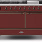 Ilve UM15FDQNS3BUBLP Majestic Ii 60 Inch Dual Fuel Liquid Propane Freestanding Range In Burgundy With Bronze Trim