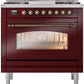 Ilve UP36FNMPBUBLP Nostalgie Ii 36 Inch Dual Fuel Liquid Propane Freestanding Range In Burgundy With Bronze Trim