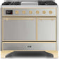 Ilve UMD10FDQNS3SSGLP Majestic Ii 40 Inch Dual Fuel Liquid Propane Freestanding Range In Stainless Steel With Brass Trim