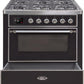 Ilve UM09FDNS3BKC Majestic Ii 36 Inch Dual Fuel Natural Gas Freestanding Range In Glossy Black With Chrome Trim