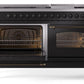 Ilve UP60FNMPBKBLP Nostalgie Ii 60 Inch Dual Fuel Liquid Propane Freestanding Range In Glossy Black With Bronze Trim