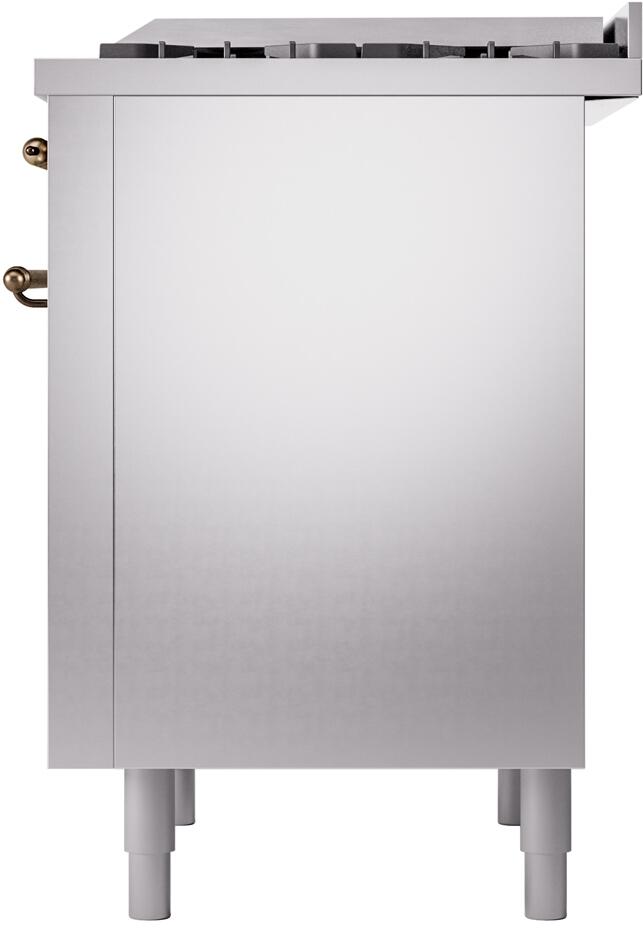 Ilve UP36FNMPSSB Nostalgie Ii 36 Inch Dual Fuel Natural Gas Freestanding Range In Stainless Steel With Bronze Trim