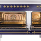 Ilve UPI486NMPMBG Nostalgie Ii 48 Inch Electric Freestanding Range In Blue With Brass Trim