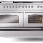 Ilve UP60FSNMPSSC Nostalgie Ii 60 Inch Dual Fuel Natural Gas Freestanding Range In Stainless Steel With Chrome Trim