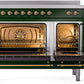 Ilve UPI486NMPEGG Nostalgie Ii 48 Inch Electric Freestanding Range In Emerald Green With Brass Trim