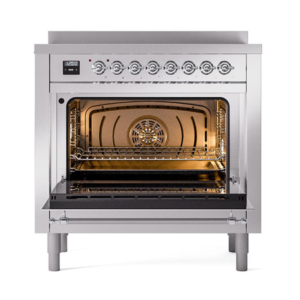 Ilve UNI366QNMPSSC Ilve Uni366Qnmpssc Nostalgie Ii Noblesse 36" Induction Range (Solid Door, Stainless Steel, Chrome)