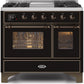 Ilve UMD10FDNS3BKBLP Majestic Ii 40 Inch Dual Fuel Liquid Propane Freestanding Range In Glossy Black With Bronze Trim