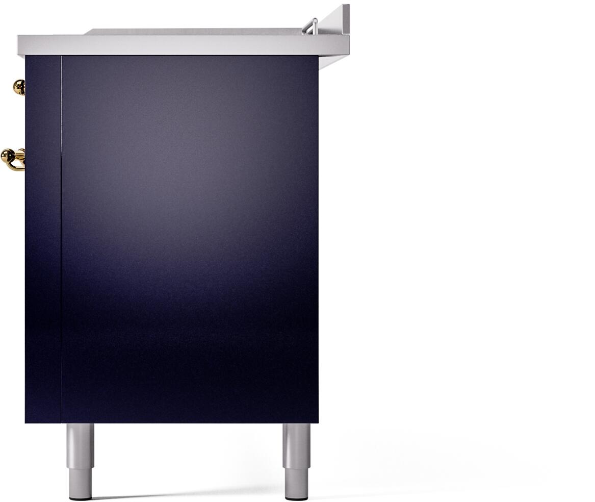 Ilve UP60FSNMPMBGLP Nostalgie Ii 60 Inch Dual Fuel Liquid Propane Freestanding Range In Blue With Brass Trim