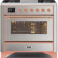 Ilve UM09FDNS3SSPLP Majestic Ii 36 Inch Dual Fuel Liquid Propane Freestanding Range In Stainless Steel With Copper Trim