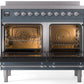 Ilve UPDI406NMPBGC Nostalgie Ii 40 Inch Electric Freestanding Range In Blue Grey With Chrome Trim