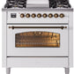 Ilve UP36FNMPWHB Nostalgie Ii 36 Inch Dual Fuel Natural Gas Freestanding Range In White With Bronze Trim