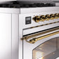 Ilve UP48FNMPSSG Nostalgie Ii 48 Inch Dual Fuel Natural Gas Freestanding Range In Stainless Steel With Brass Trim