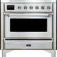 Ilve UMI09NS3SSC Majestic Ii 36 Inch Electric Freestanding Range In Stainless Steel With Chrome Trim