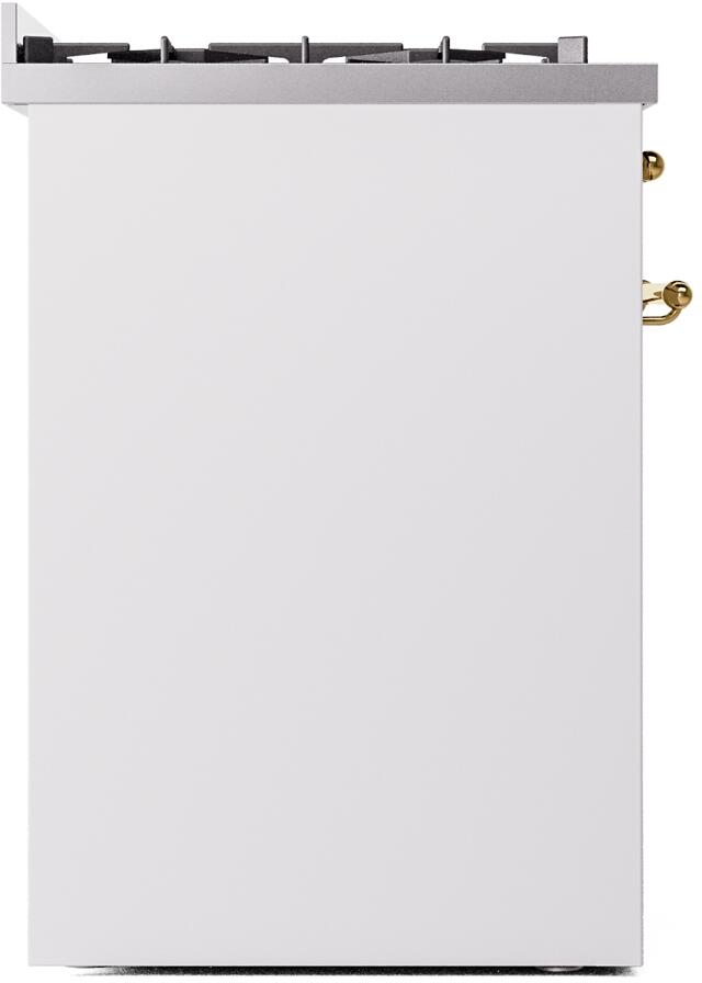 Ilve UP30NMPWHGLP Nostalgie Ii 30 Inch Dual Fuel Liquid Propane Freestanding Range In White With Brass Trim