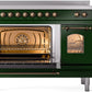 Ilve UPI486NMPEGB Nostalgie Ii 48 Inch Electric Freestanding Range In Emerald Green With Bronze Trim