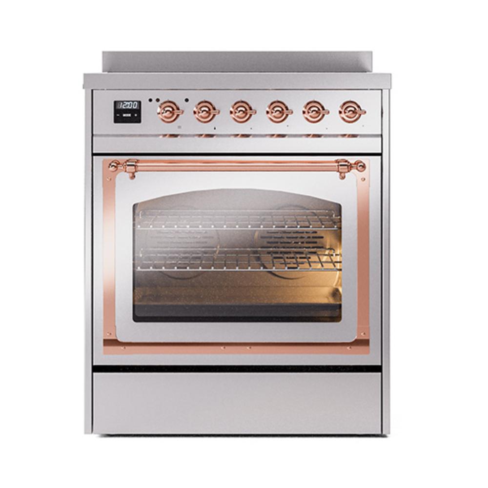 Ilve UNI304NMPSSP Ilve Uni304Nmpssp Nostalgie Ii Noblesse 30" Induction Range (Triple Glass Door, Stainless Steel, Copper)