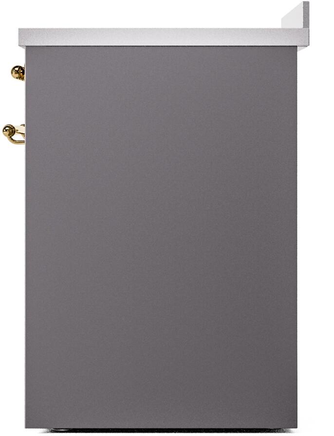 Ilve UPI304NMPMGG Nostalgie Ii 30 Inch Electric Freestanding Range In Matte Graphite With Brass Trim