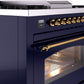 Ilve UP36FNMPMBG Nostalgie Ii 36 Inch Dual Fuel Natural Gas Freestanding Range In Blue With Brass Trim