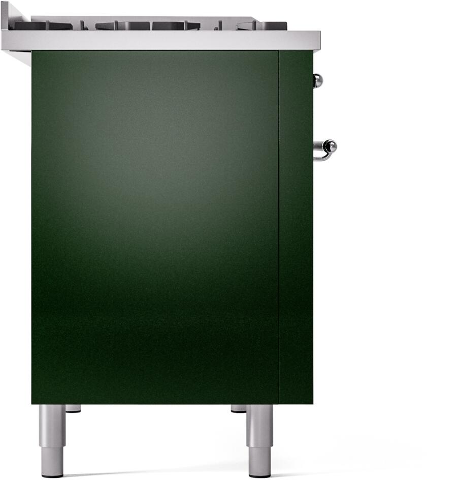 Ilve UP48FNMPEGC Nostalgie Ii 48 Inch Dual Fuel Natural Gas Freestanding Range In Emerald Green With Chrome Trim