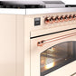 Ilve UP36FNMPAWPLP Nostalgie Ii 36 Inch Dual Fuel Liquid Propane Freestanding Range In Antique White With Copper Trim