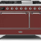 Ilve UM12FDQNS3BUCLP Majestic Ii 48 Inch Dual Fuel Liquid Propane Freestanding Range In Burgundy With Chrome Trim