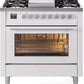 Ilve UP36FWMPWHLP Professional Plus Ii 36 Inch Dual Fuel Liquid Propane Freestanding Range In White With Trim