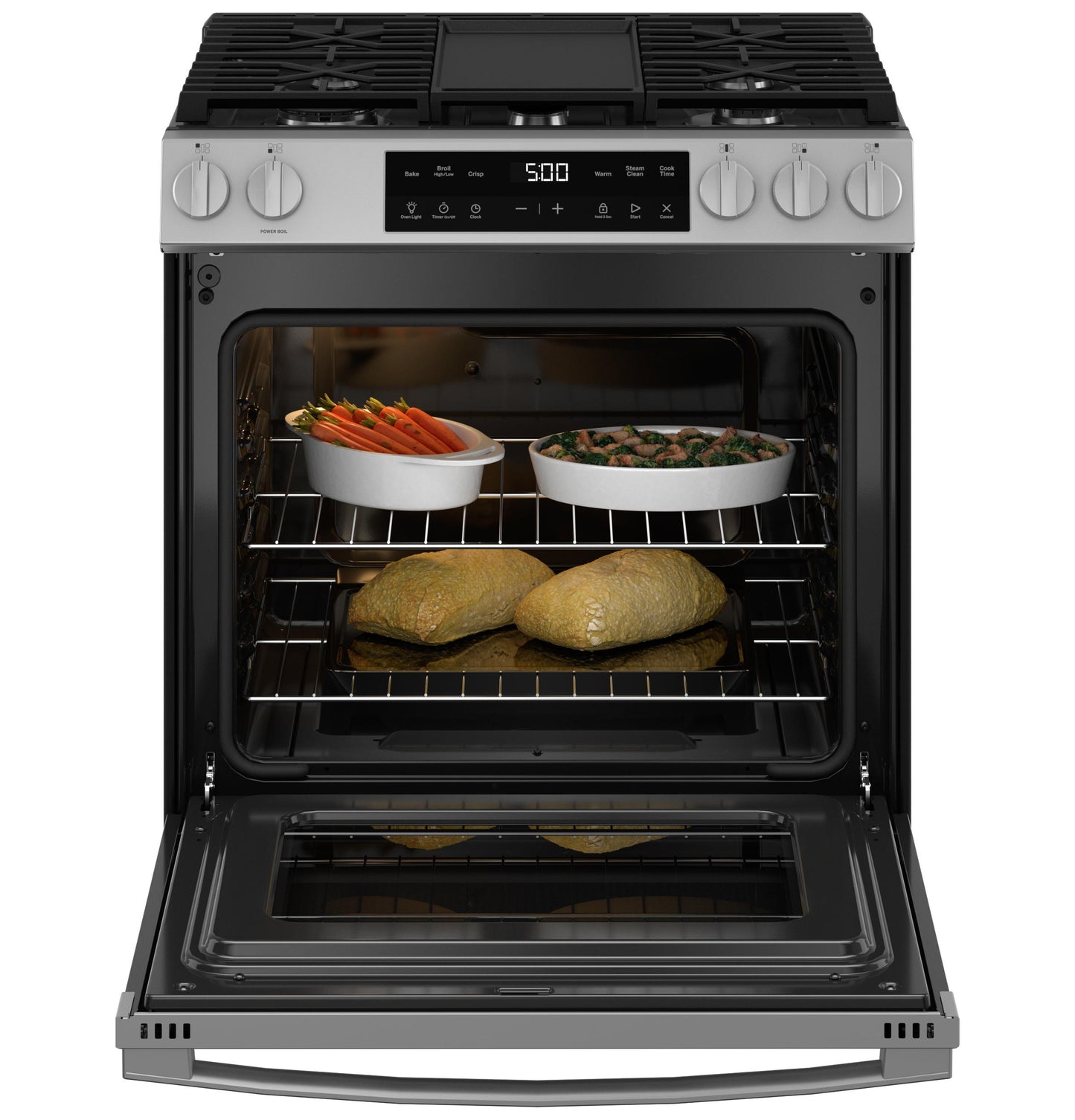 Ge Appliances GGS500SVSS Ge® 30" Slide-In Front Control Gas Range With Crisp Mode