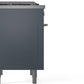 Ilve UP36FWMPBG Professional Plus Ii 36 Inch Dual Fuel Natural Gas Freestanding Range In Blue Grey With Trim