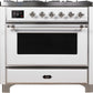 Ilve UM09FDNS3WHC Majestic Ii 36 Inch Dual Fuel Natural Gas Freestanding Range In White With Chrome Trim