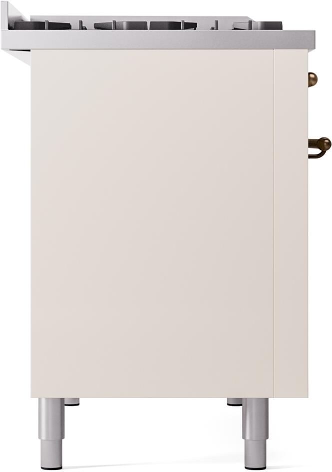 Ilve UP48FNMPAWB Nostalgie Ii 48 Inch Dual Fuel Natural Gas Freestanding Range In Antique White With Bronze Trim