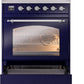 Ilve UPI304NMPMBC Nostalgie Ii 30 Inch Electric Freestanding Range In Blue With Chrome Trim