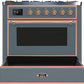 Ilve UM09FDNS3BGP Majestic Ii 36 Inch Dual Fuel Natural Gas Freestanding Range In Blue Grey With Copper Trim