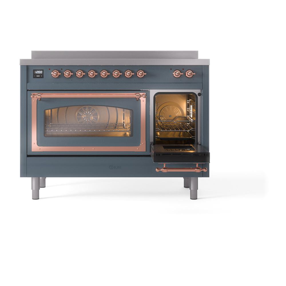 Ilve UNI486NMPBGP Ilve Uni486Nmpbgp Nostalgie Ii Noblesse 48" Induction Range (Triple Glass Door, Blue Grey, Copper)